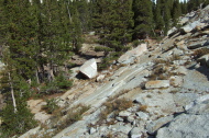 I had to climb up this granite dome above the creekbed to find a walkable route past the narrowest part of the canyon.