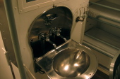 Fold-down sink in the officers' quarters.