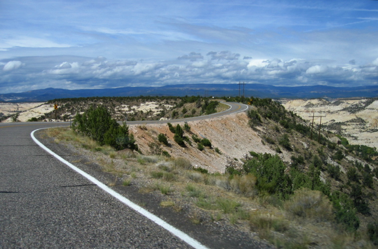 Driving north on the Hogback Ridge, UT12.