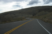 UT12 winds its way down Boulder Mountain through groves of dormant aspens.