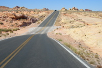 The road fords a wash, Valley of Fire State Park.