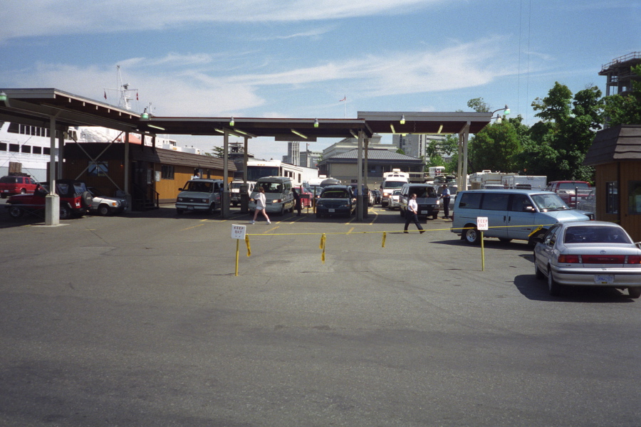 David and the van go through customs.