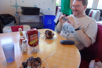 Leonard photographs his half-Chocolate Madness.