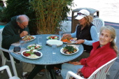 Getting ready to dig into our meals at Dharma's.