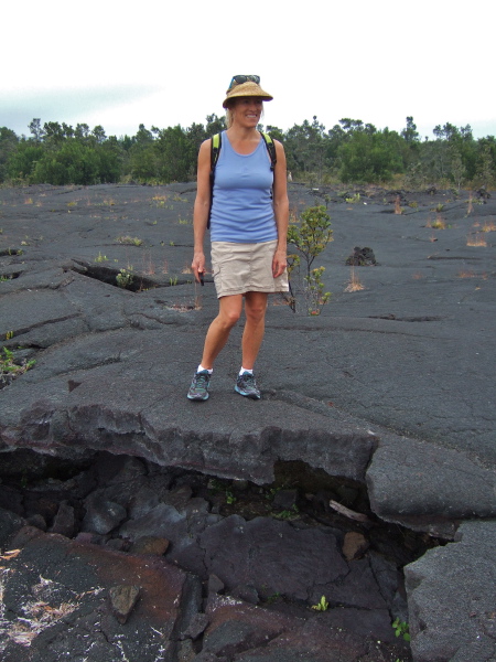 Laura felt uneasy standing on this overhang.