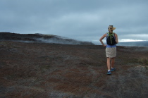 Laura investigates a plume of steam.