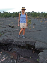 Laura felt uneasy standing on this overhang.