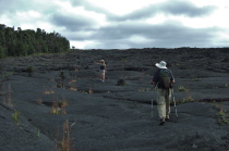 Laura points out the next cairn (Ahu).