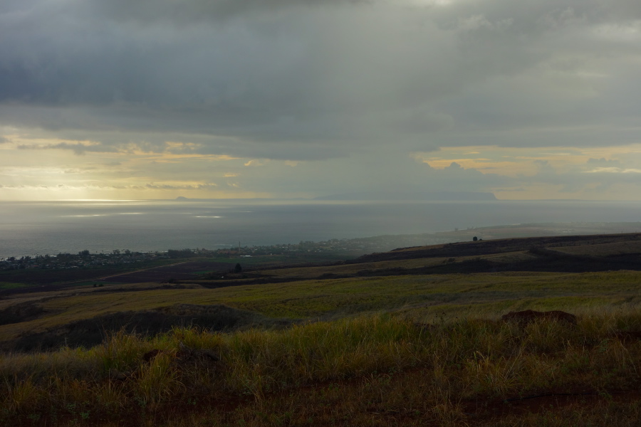 Ni'ihau Island and the town of Kekaha from Waimea Canyon Road