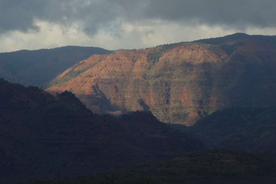 Sun shines on a flank of Pu'u Ki.