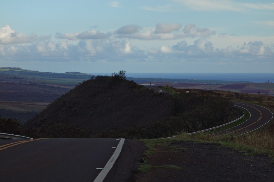 Waimea Canyon Road winds its way down the ridge into the town of Waimea.