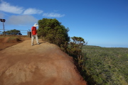 David peers over the edge into Kalalau Valley.