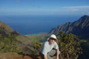 Bill at the rim of Kalalau Valley near Pu'u o Kila Lookout