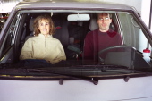 Kay and Bill in the van, getting ready to disembark.