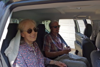 Kay and David prepare for the day's drive.