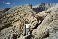 Bill marks the route to the summit of Mt. Conness.