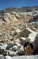 David searches for the best route out of the talus.