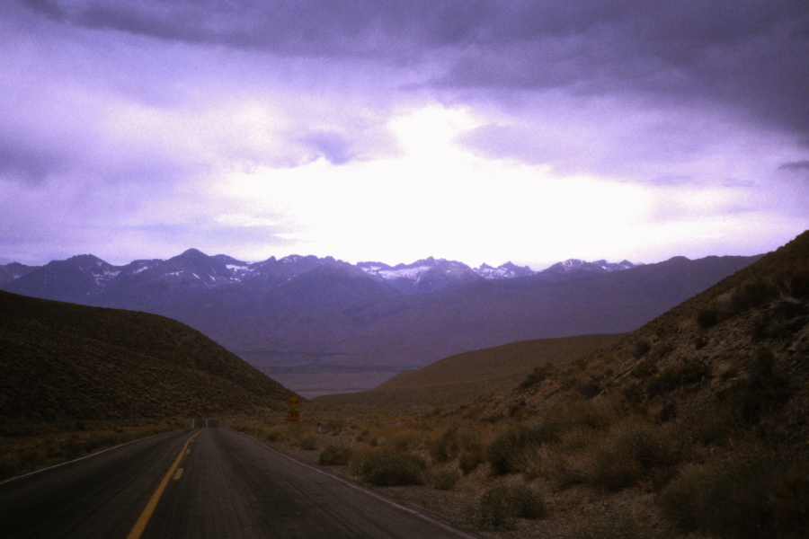 Descending the whoop-de-doos on CA168 into Big Pine.
