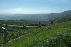 David, Pauline, and Bogdan climb the south peak of Windy Hill.