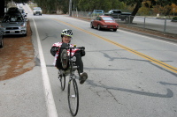 Tim Woudenberg arrives at the Gilroy afternoon rest stop.
