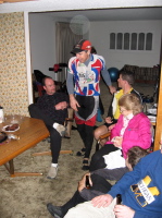 Jim Kern eyes the food on the table at the after-ride potluck.
