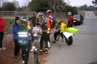 Double-century riders at Gilroy rest stop. (210ft)
