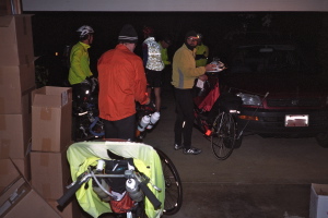 Everyone gets ready to ride.