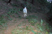 David walking through the debris on the Skyline Trail.