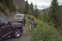 Taking a break near Tower Fall on the Yellowstone River.