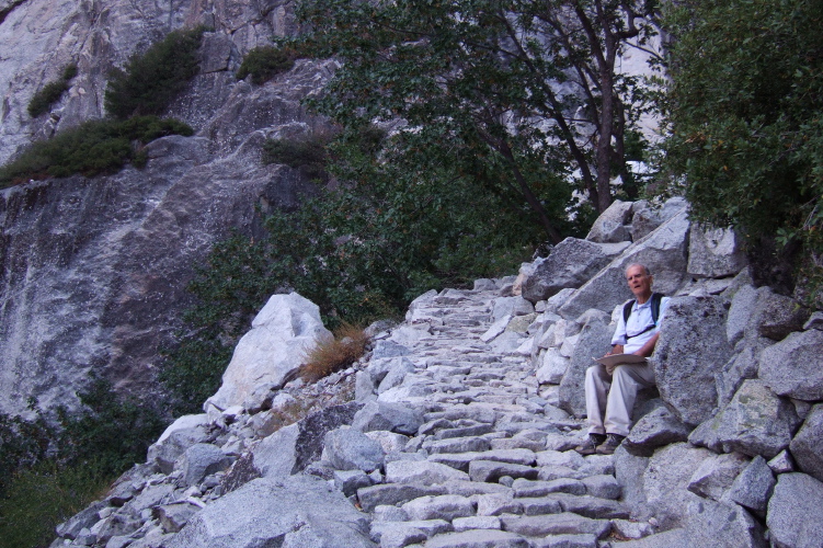 David resting near the bottom of the upper switchbacks.