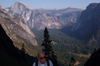 Late afternoon view of Half Dome, Mt.Clark and the Clark Range, Mt. Starr King, and Glacier Point.