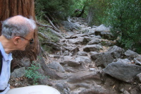 David resting after descending a particularly rough section of trail.