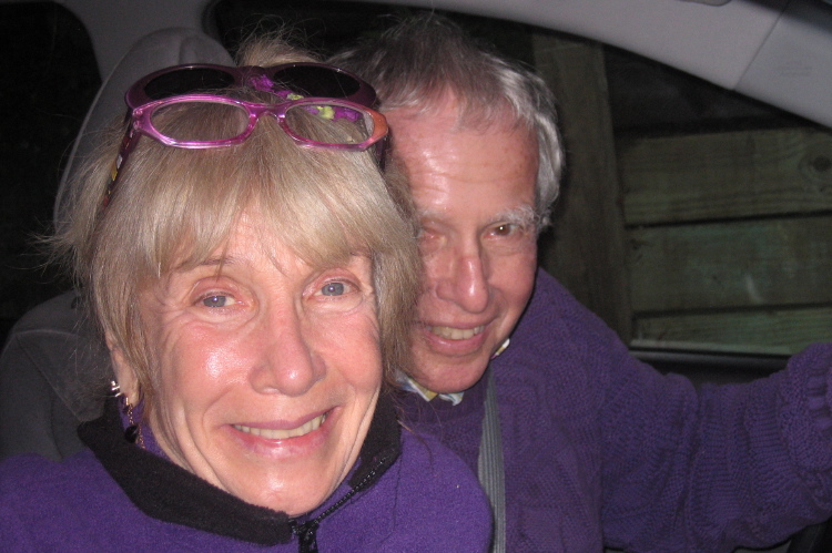 Barbara Meislin and Stuart Kaplan get ready to leave.