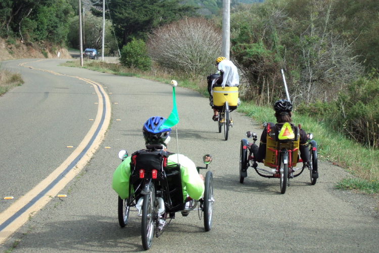 Zach and Michi lead two trikes.