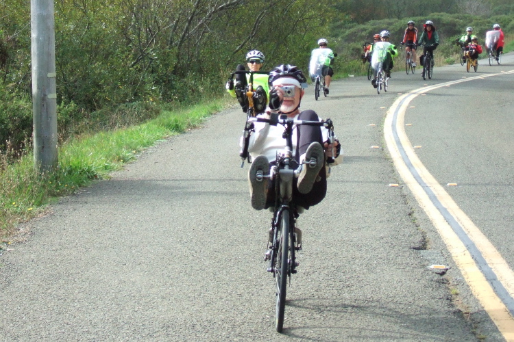 Marty watches the road through his viewfinder.