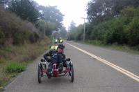 Kenny Pillard leads the bunch up Muir Woods Rd.