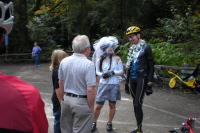 Zach and Michi talk with a co-worker of Michi.